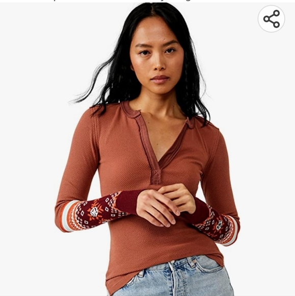 Free People Sweaters - FREE People Mikah Layering Cuff Thermal In Autumn Combo NEW!